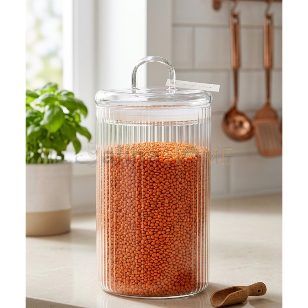 MTR CAM KAVANOZ ÇİZGİLİ CAM KAPAKLI 950 ML 1*24