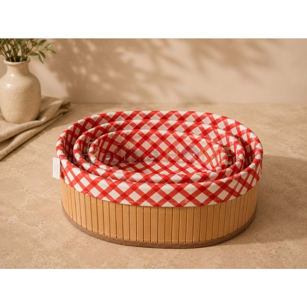 AJE BAMBU SEPET ÇOK AMAÇLI OVAL 3 LÜ 22-26-30 CM 1*12
