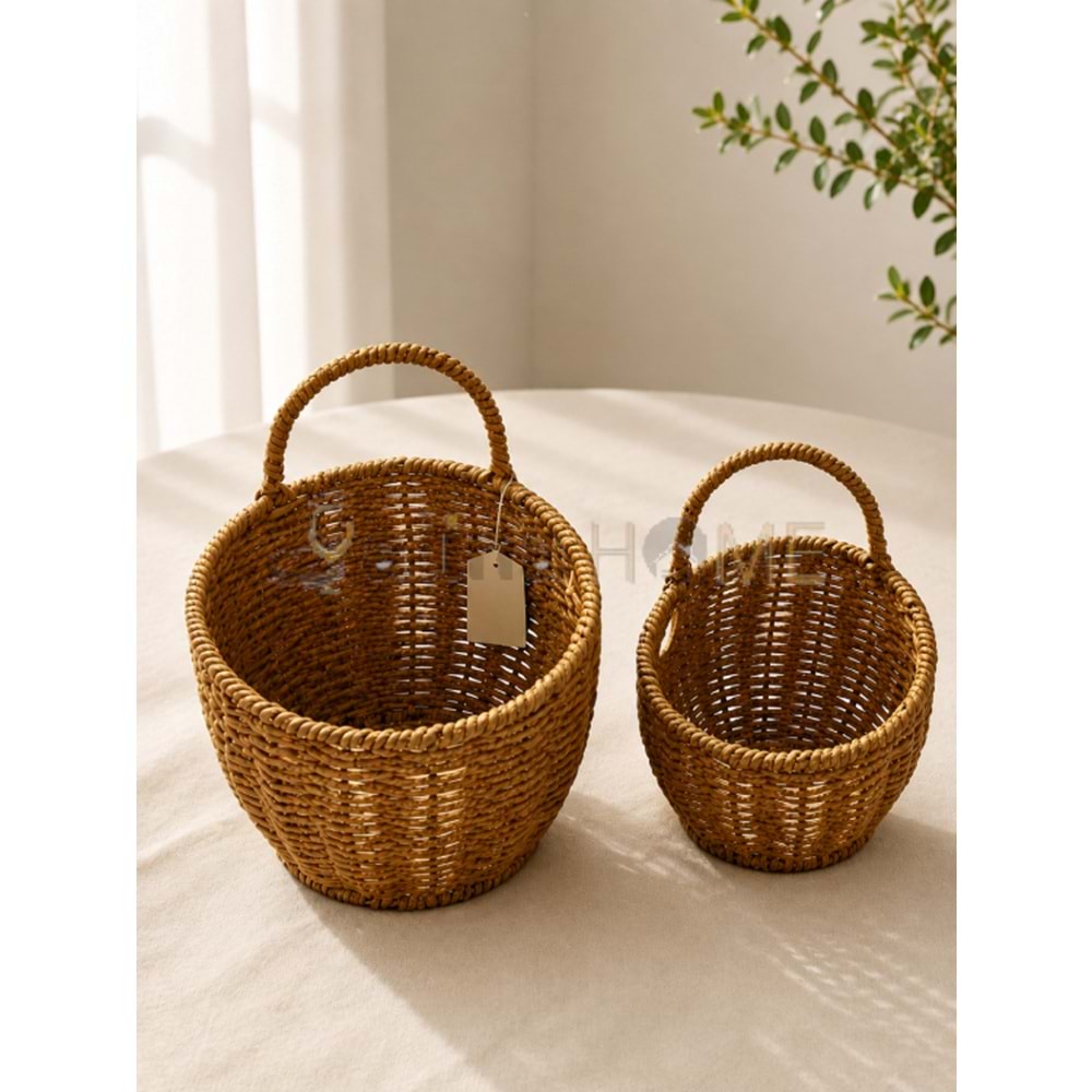 AJE HASIR SEPET RATTAN GÖRÜNÜMLÜ 2 Lİ ASILABİLİR 11-14 CM 1*80