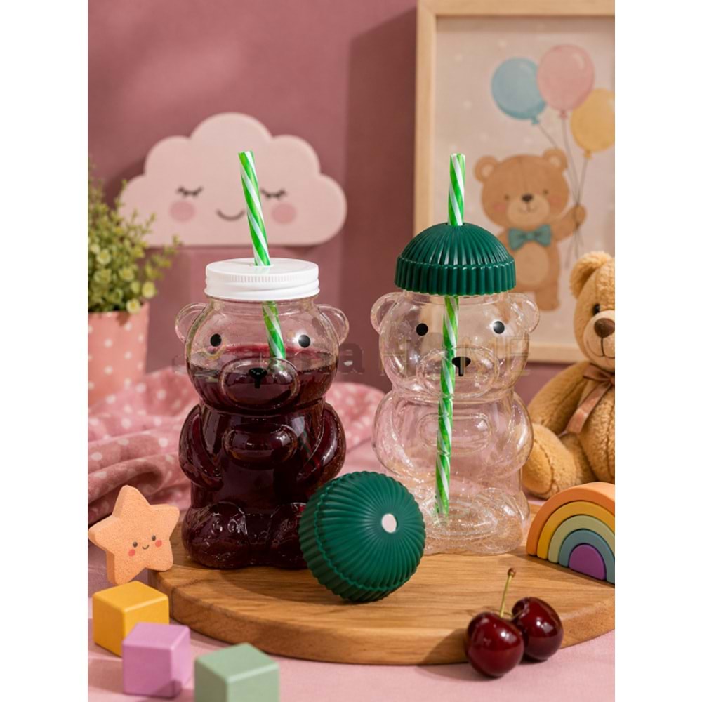 AJE CUPIBEAR POLİKARBON MATARA SİLİKON KAPAK AYICIK MODEL 500 ML 1*48