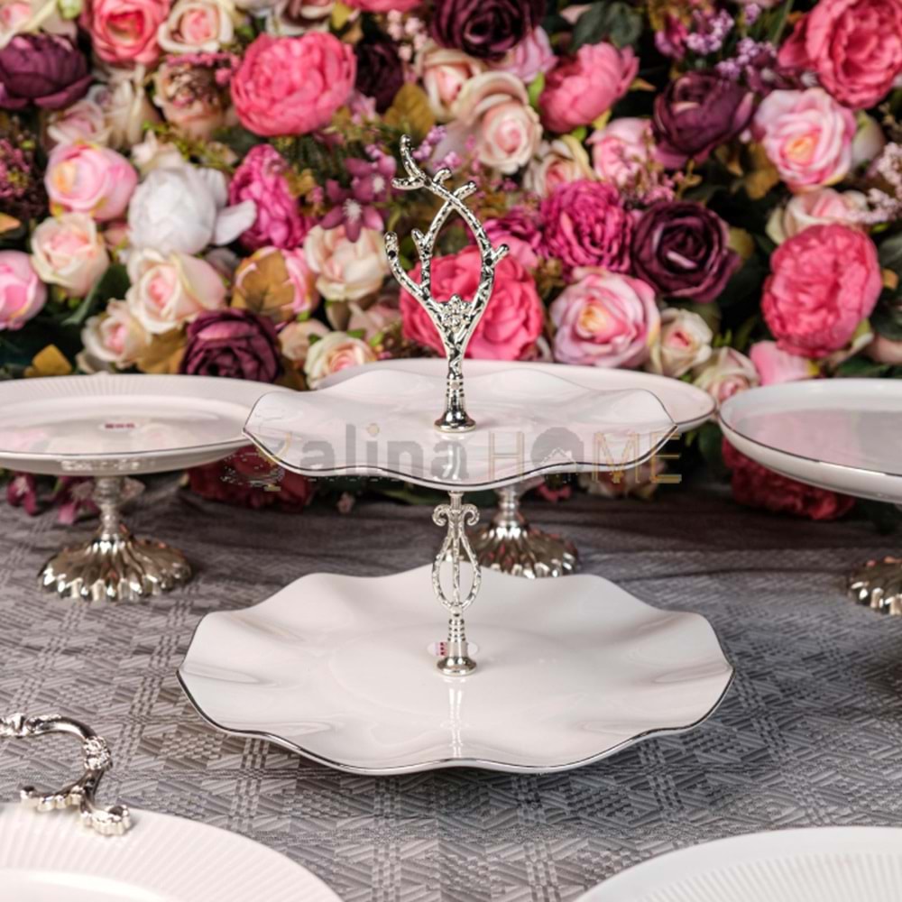DRT KATLI KURABİYELİK NESRİN MODEL PLATİN YALDIZLI 27x27 CM 1*12