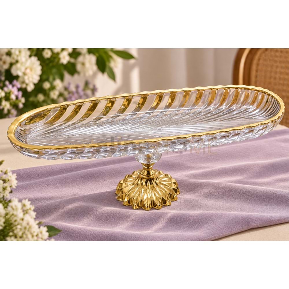 DRT AYAKLI SUNUMLUK SULTANAHMET LÜKS OVAL ALTIN 40 CM 1*12