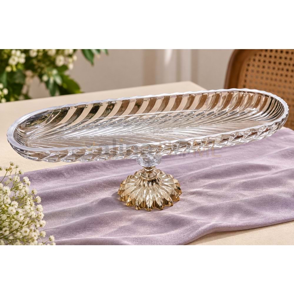 DRT AYAKLI SUNUMLUK SULTANAHMET LÜKS OVAL GÜMÜŞ 40 CM 1*12