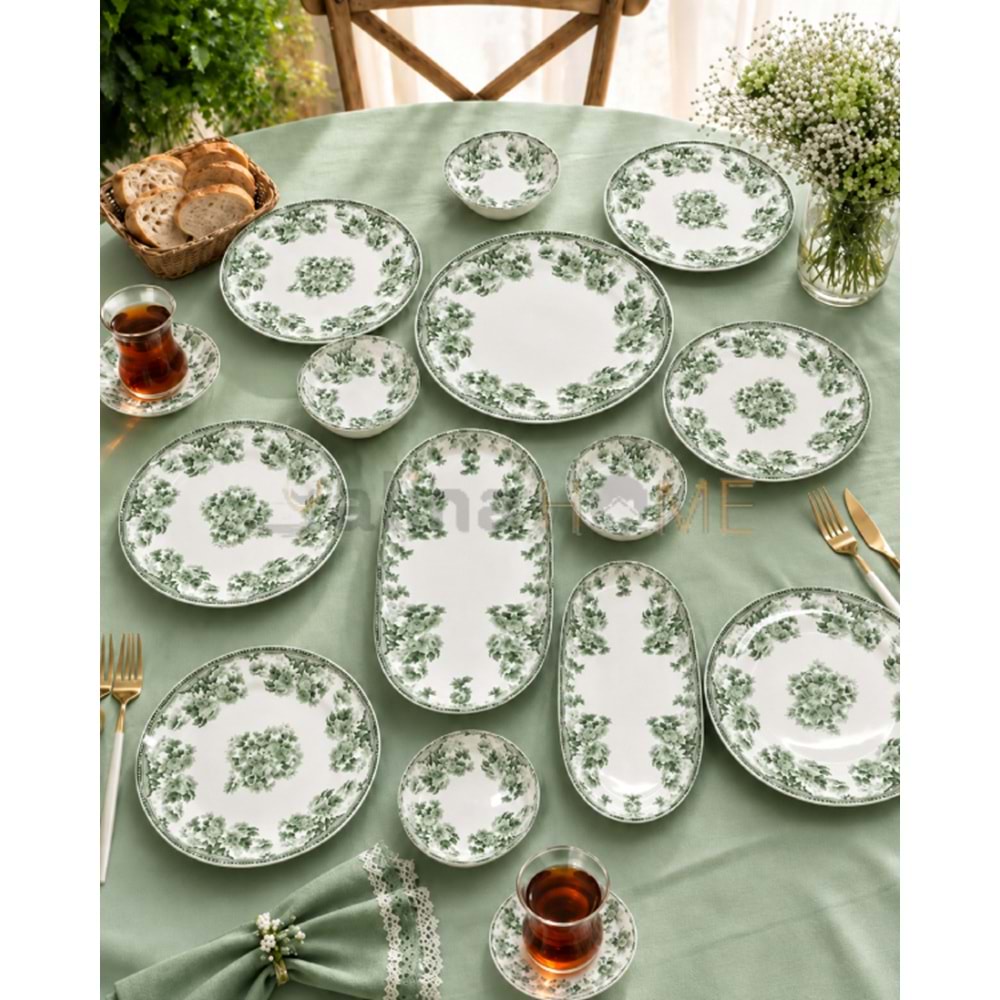ÜLGER FLORA YEŞİL 13 PARÇA KAHVALTI TAKIMI 1*5