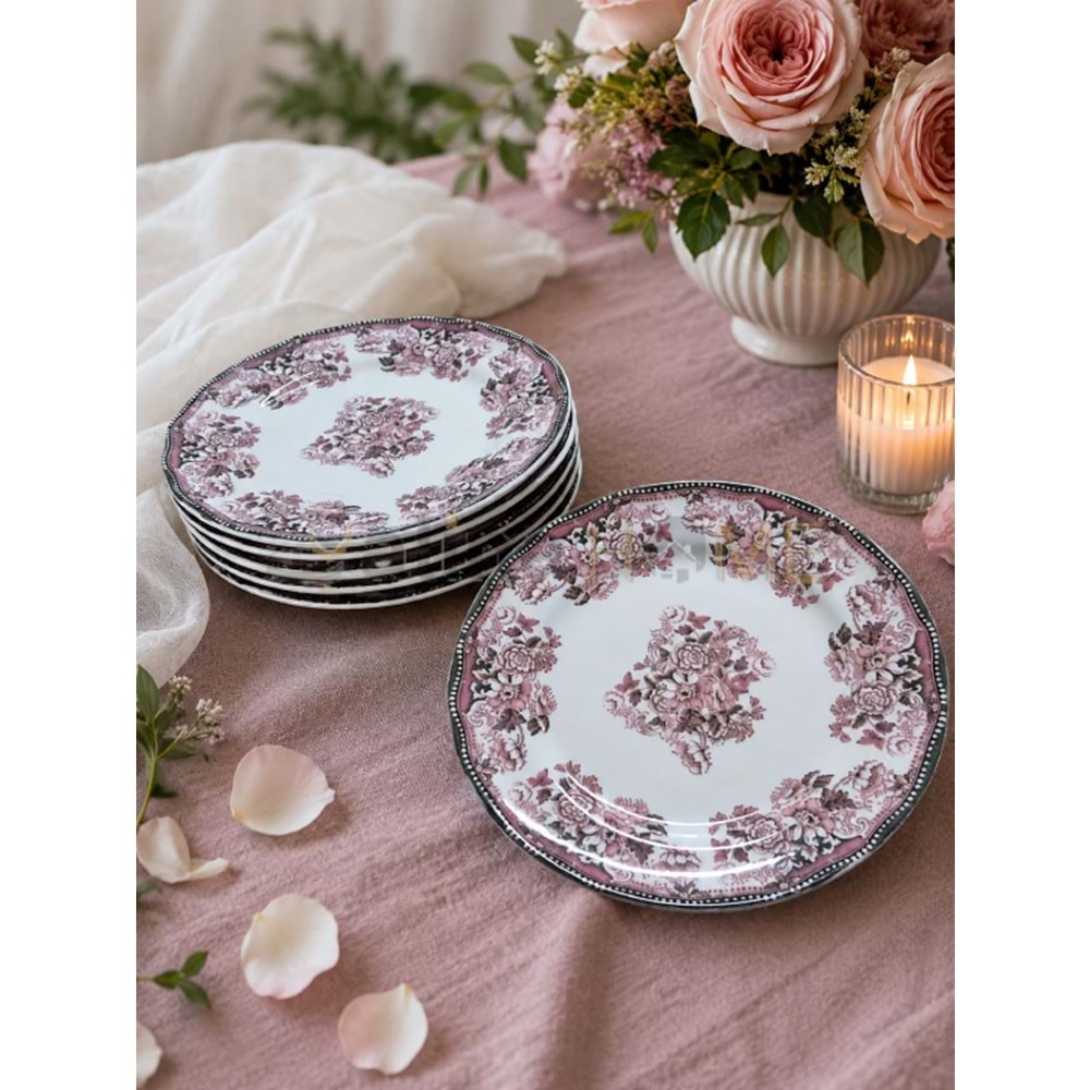 ÜLGER FLORA PEMBE PASTA TABAĞI 6 LI 1*6