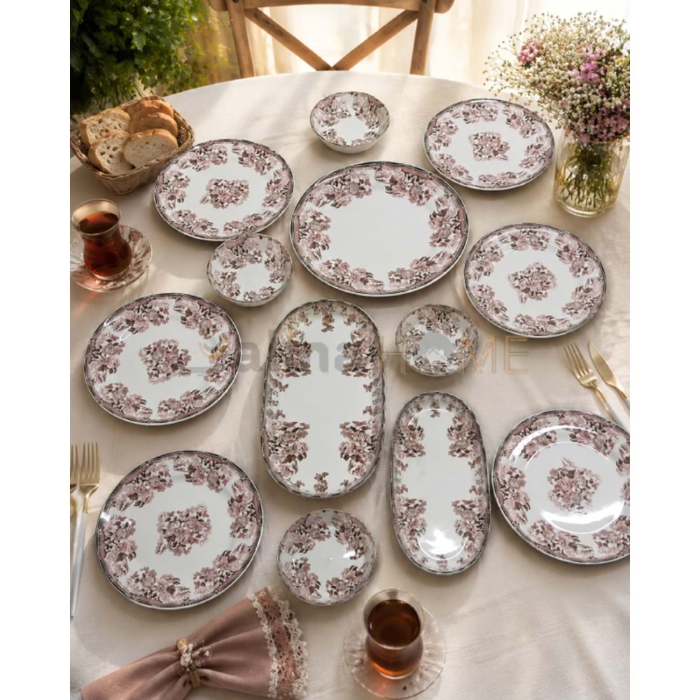 ÜLGER FLORA PEMBE 13 PARÇA KAHVALTI TAKIMI 1*5