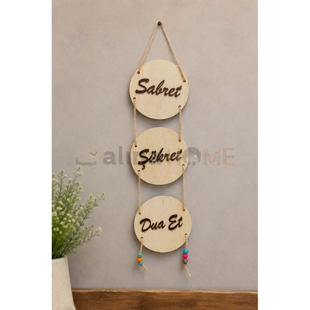 GLS İPLİ YUVARLAK SABRET ŞÜKRET DUA ET 11 CM