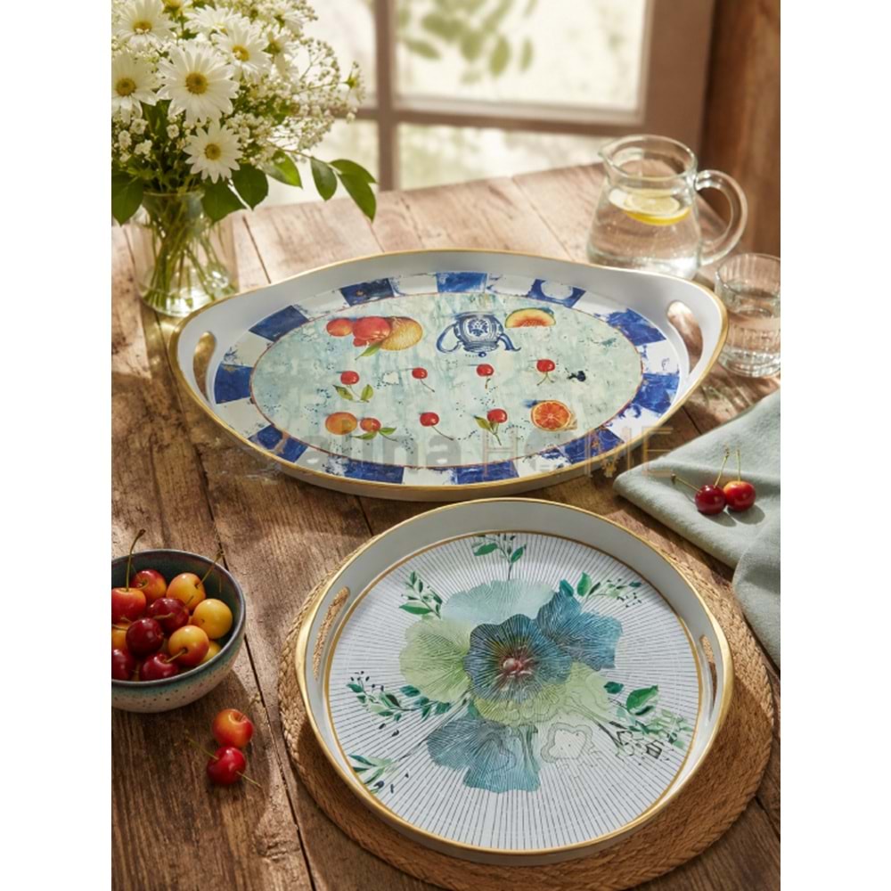 İSRA LÜX BEYAZ 2 Lİ HİRA TEPSİ 33x51,5 - 29x29 CM 1*18