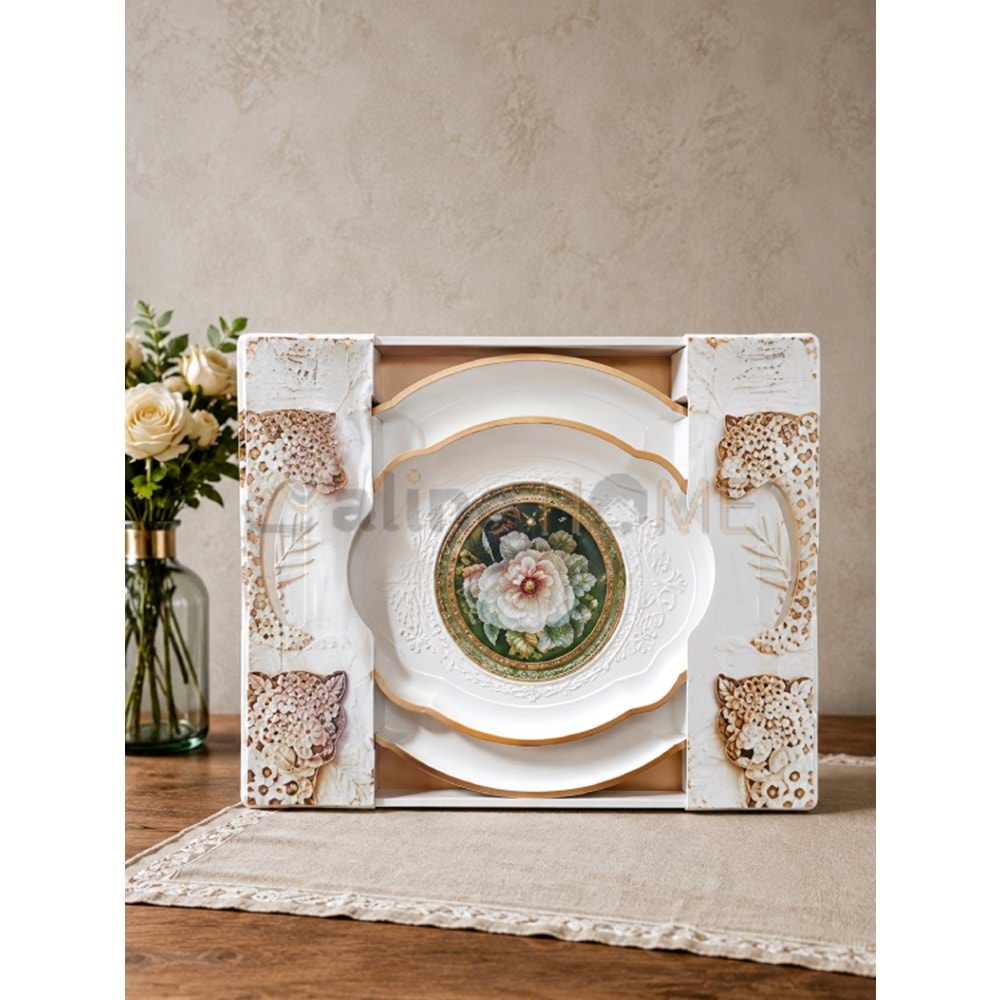 İSRA LUX BEYAZ TEPSİ 2 Lİ PERA 36x27,5 - 48x37,5 CM 1*12