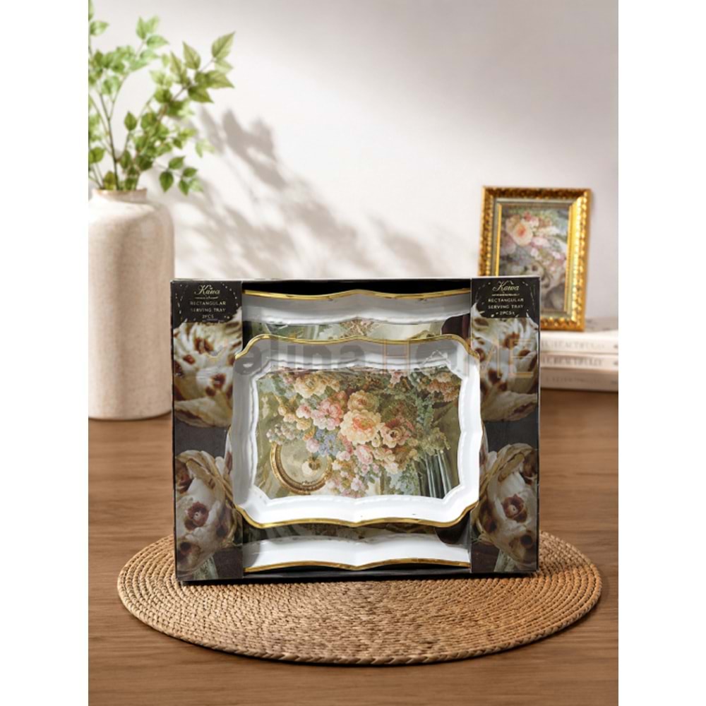 İSRA LUX BEYAZ TEPSİ 2 Lİ LUNA DİKDÖRTGEN 25x35 - 36x47 CM 1*12