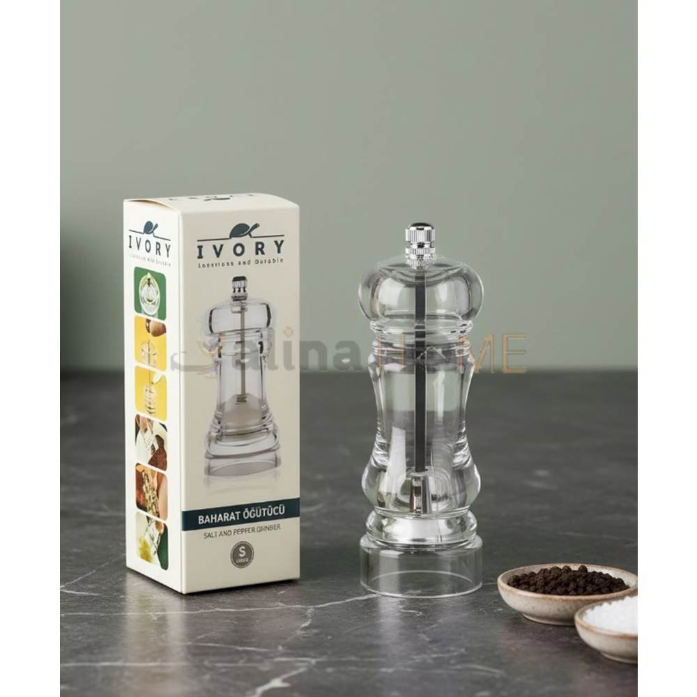 BZD IVORY AKRİLİK BAHARATLIK ÖĞÜTÜCÜ DEĞİRMEN 15 CM 1*72
