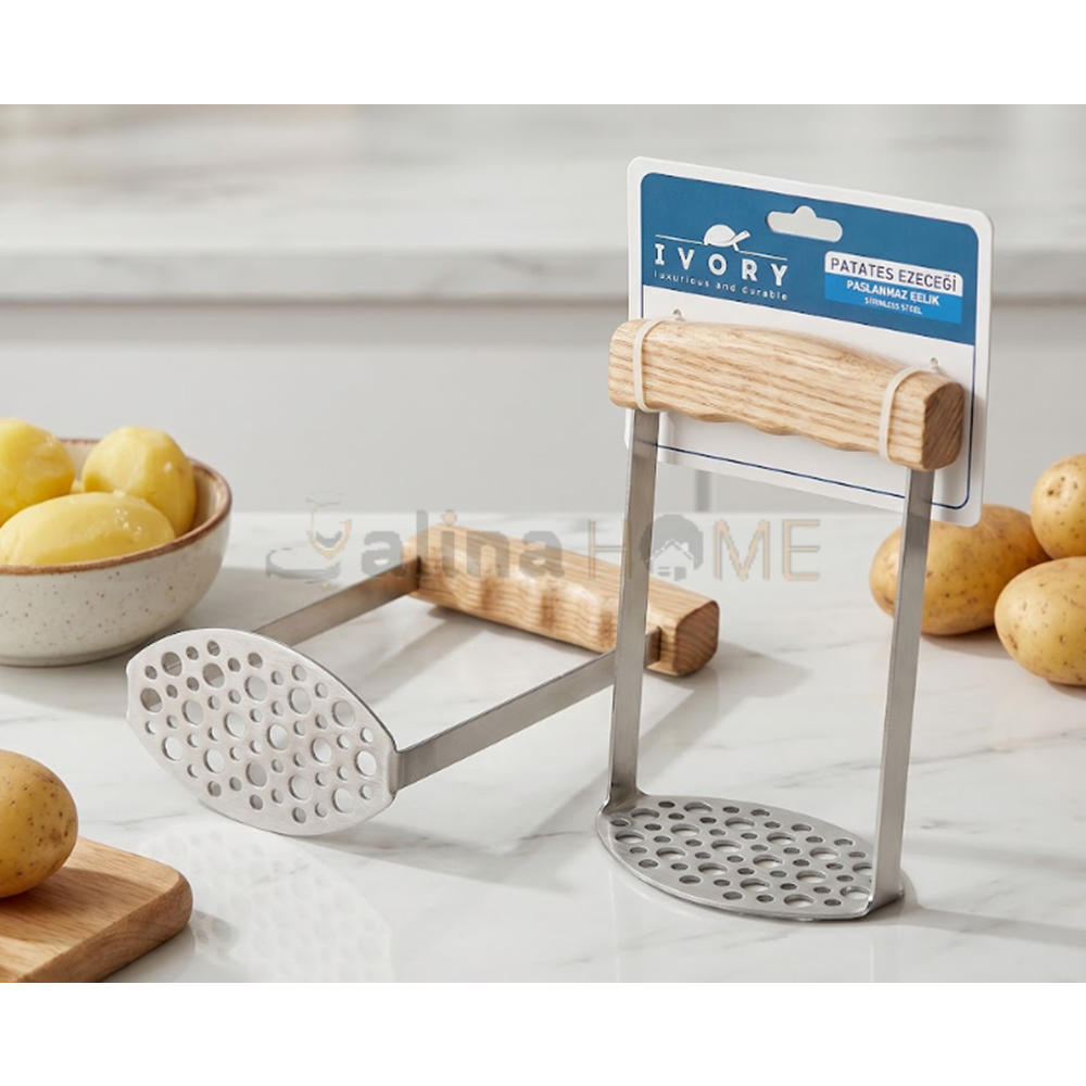 BZD IVORY PATATES EZİCİ AHŞAP SAPLI TUTMALI ÇELİK 1*72