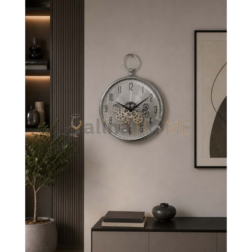 KRD DUVAR SAATİ ÇARKLI MODEL GÜMÜŞ 1*16