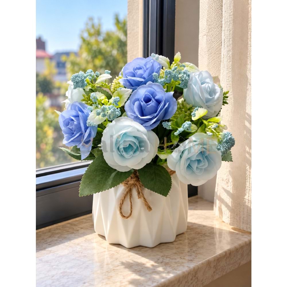 KRD ÇİÇEK YAPAY SAKSILI GÜL ÇİÇEĞİ 15 CM 1*24