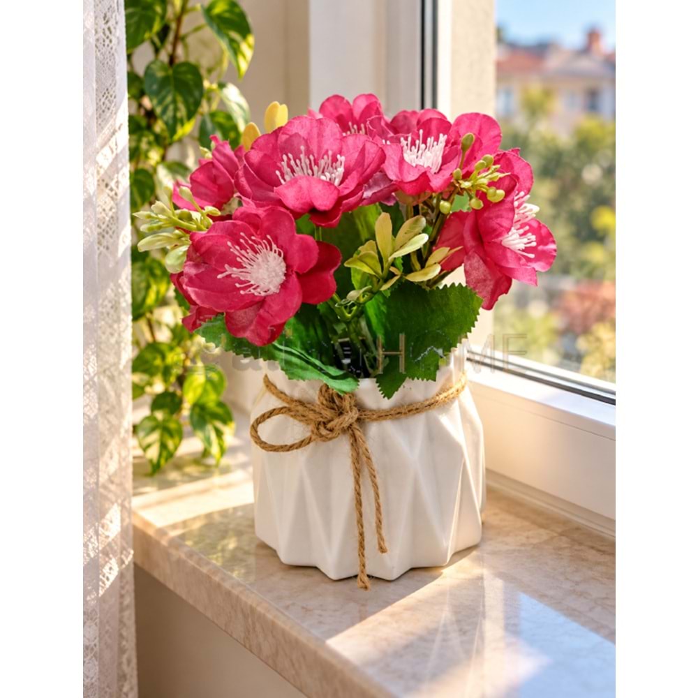 KRD ÇİÇEK YAPAY SAKSILI SARDUNYA ÇİÇEĞİ 15 CM 1*24