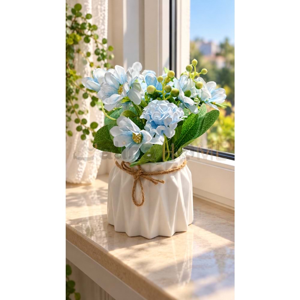 KRD ÇİÇEK YAPAY SAKSILI ORTANCA ÇİÇEĞİ 15 CM 1*24
