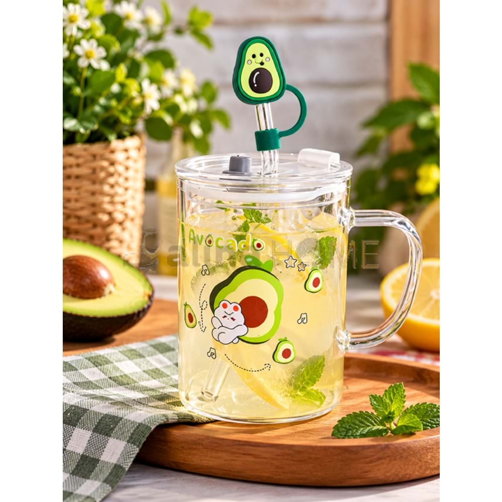 BY COMO KUPA CAM PİPETLİ AVOKADO FİGÜRLÜ 450 ML 1*48
