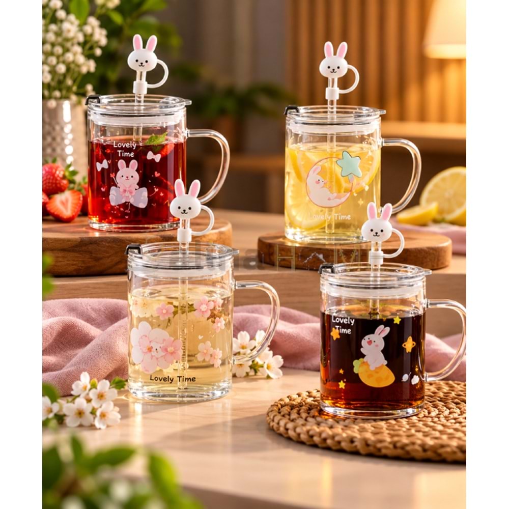 BY COMO KUPA CAM PİPETLİ TAVŞAN FİGÜRLÜ 450 ML 1*48