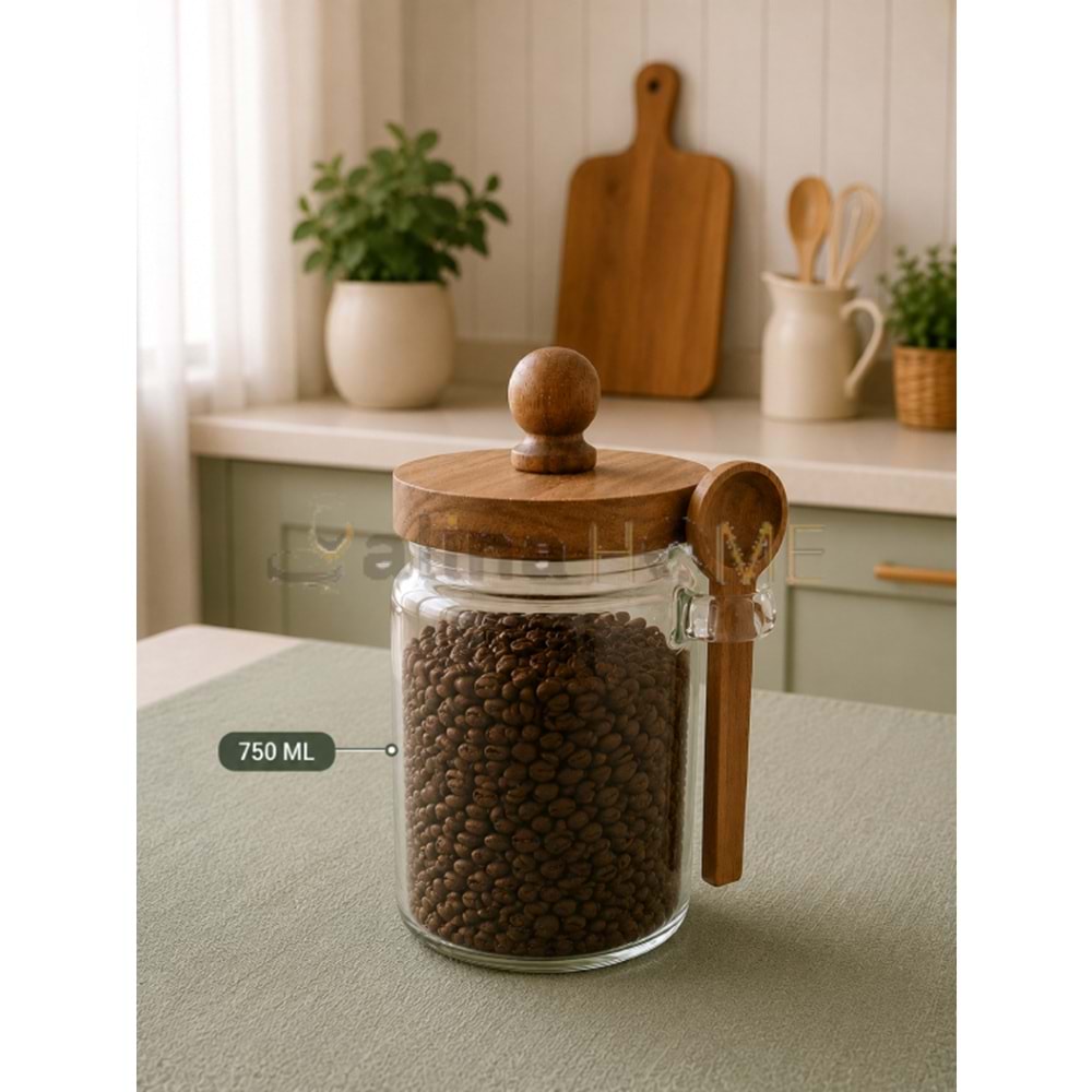 LUCA MİA CAM KAVANOZ GLASSYA KAŞIKLI AKASYA KAPAK 750 ML 1*24