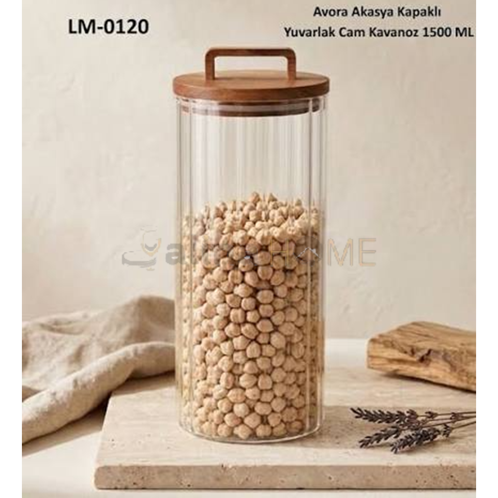 LUCA MİA CAM KAVANOZ AVORA AKASYA KAPAKLI 1500 ML 1*12