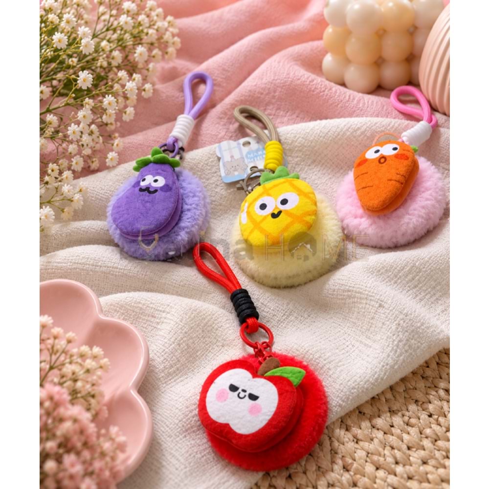 MNG AYNA PELUŞ YUVARLAK SEBZE&MEYVE ANAHTARLIK VE CEP AYNASI 1*12