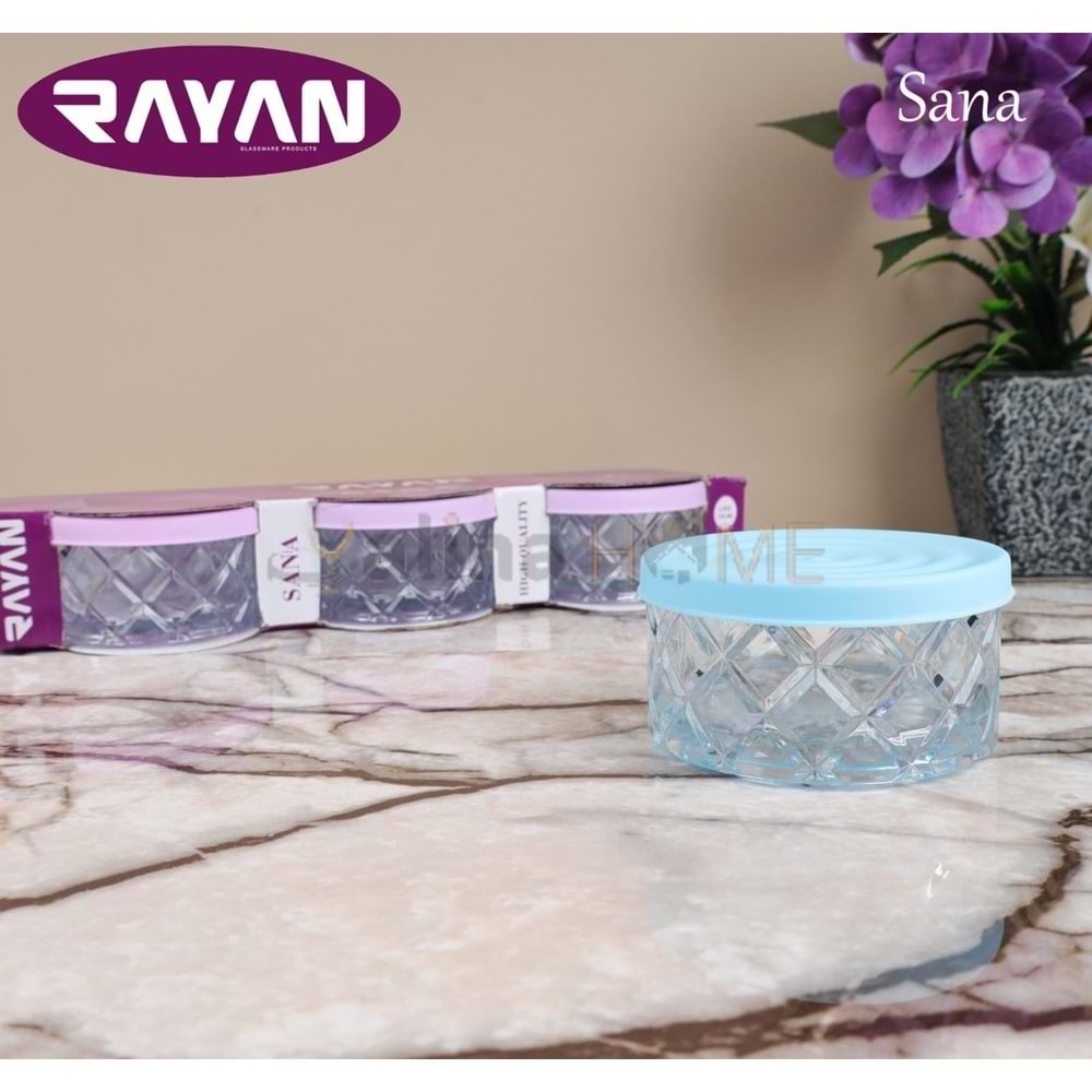 RAYAN CAM SAKLAMA KABI SANA 3 LÜ KAPAKLI KASE 1*16