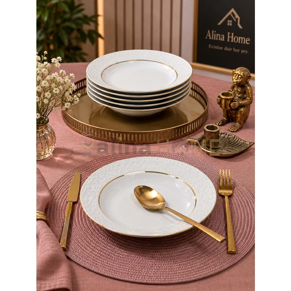 GÜRAL PORSELEN SEDEF 17 CM ÇUKUR TABAK MAT YALDIZ 1*12