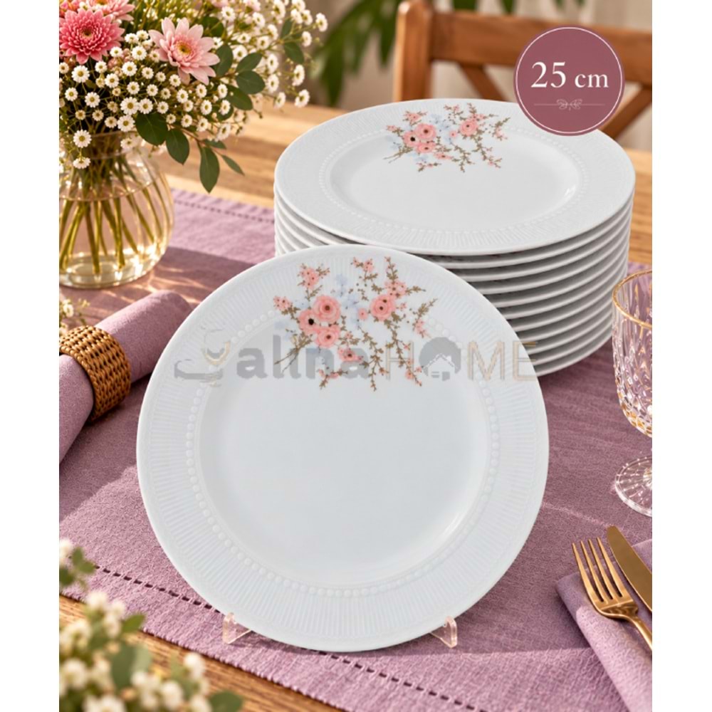 GÜRAL PORSELEN SEDEF 25 CM DÜZ TABAK 1*12