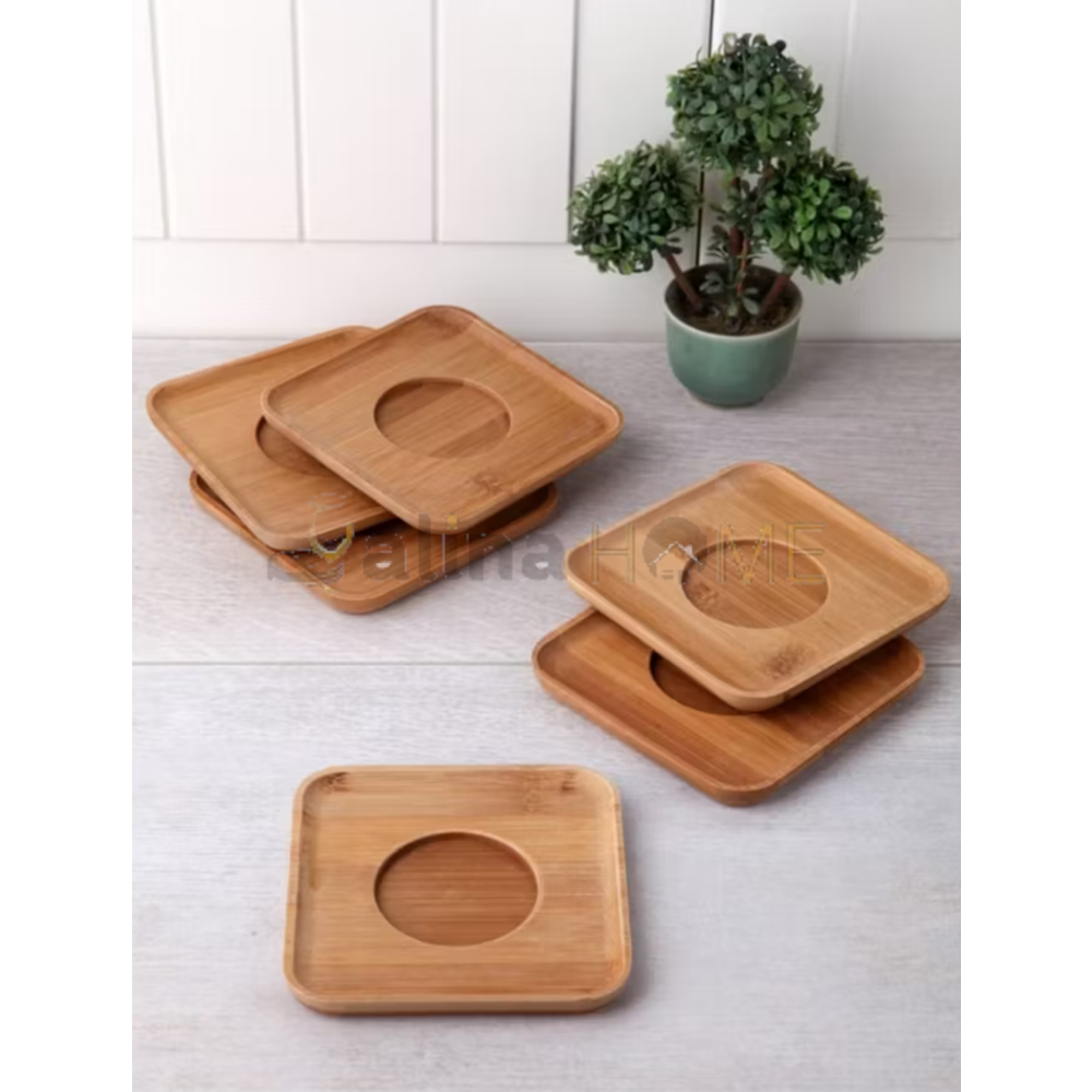 BALSA BAMBU ÇAY TABAĞI KARE 6 LI 1*24