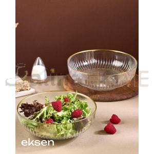 ALN EKS CAM ALTIN RİMLİ 21 CM SALATA KASESİ 2 Lİ EKS-1024 1*12