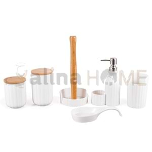 MTR PORSELEN MUTFAK SETİ BAMBU KAPAK 6 PARÇA 1*6