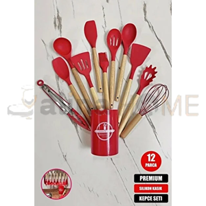 MTR SİLİKON AHŞAP SAPLI MUTFAK SETİ 12 PARÇA 1*24