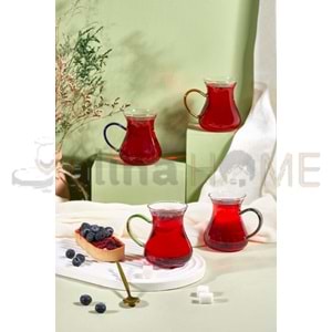 AJE CAM ELEGANS RENKLİ KULPLU 4 LÜ BARDAK SETİ 1*18