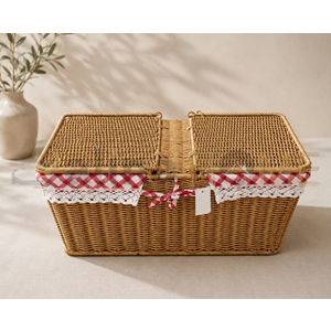 AJE HASIR PİKNİK SEPETİ DİKDÖRTGEN KAPAKLI 47x19x30 CM 1*6
