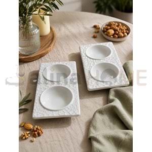 ASEL SERAMİK SUNUMLUK YUVARLAK HAZNELİ DİKDÖRTGEN ÇEREZLİK 1*36