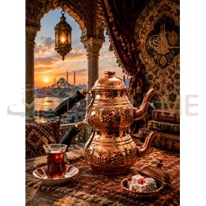 ZEN BAKIR ÇAYDANLIK İŞLEMELİ AHŞAP KULP BÜYÜK BOY 1*6
