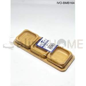 BZD IVORY BAMBU SUNUMLUK 3 LÜ SET KARE ÇEREZLİK 1*36