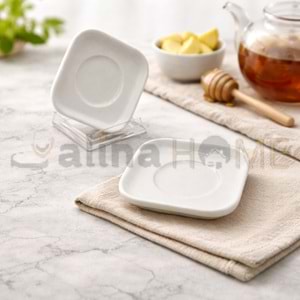 ALİNA HOME BEYAZ TENA KARE ÇAY TABAĞI 1*40