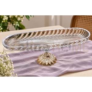 DRT AYAKLI SUNUMLUK SULTANAHMET LÜKS OVAL GÜMÜŞ 40 CM 1*12