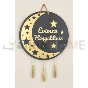 GLS PLEKSİ KAPI SÜSÜ AYNALI AY YILDIZ HOŞGELDİNİZ