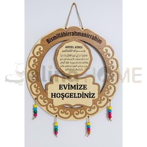 GLS İPLİ BONCUKLU UV BASKI KAPI SÜSÜ 30 CM HOŞGELDİNİZ 1*20