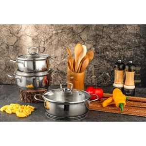 GÜLSAN ÇELİK TENCERE SETİ BAHAR 14-16-18 CM CAM KAPAK 1*4
