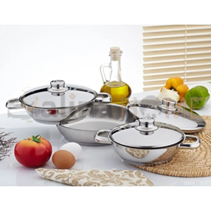 GÜLSAN OMLET SET CAM KAPAKLI 3 LÜ 16-18-20 CM 1*6
