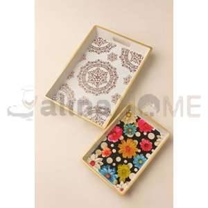 İSRA LÜX BEYAZ 2 Lİ KARE TEPSİ 43x30-31x23 CM 1*18