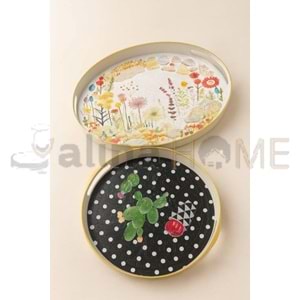 İSRA LÜX BEYAZ 2 Lİ OVAL ADA DESENLİ 42x32-30x30 CM TEPSİ 1*18
