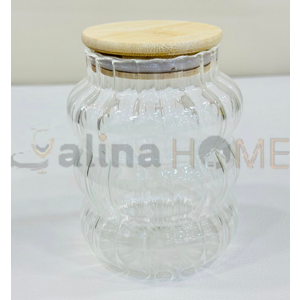 KISMET BOROSİLİKAT OPTİKLİ KAVANOZ BAMBU KAPAK 15 CM 1*12