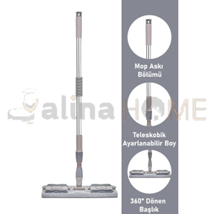 SVR LİNEX MANDALLI MOR-GRİ MOP YEDEKLİ 1*50
