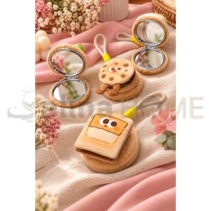 MNG AYNA PELUŞ YUVARLAK HAMBURGER FİGÜRLÜ ANAHTARLIK VE CEP AYNASI 1*12