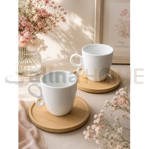 MLN PORSELEN KAHVE SETİ 2 Lİ BAMBU KAPAK 1*24