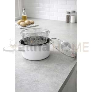MLN EMAYE KIZARTMA TENCERESİ 22 CM BEYAZ 1*6